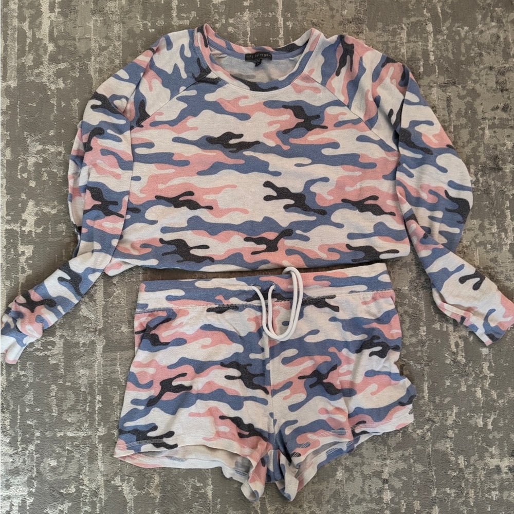 PJ Salvage Pink and Blue Camo Pajama Set